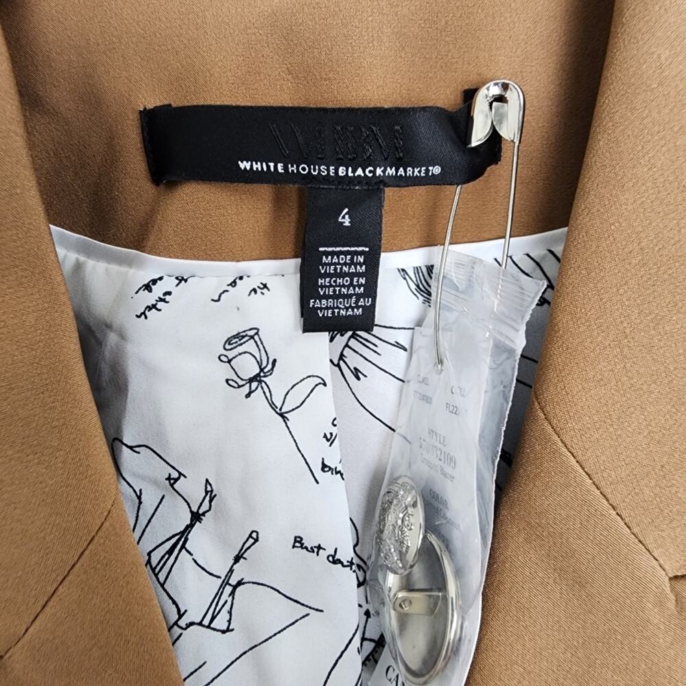 WHBM Studio Double-Breasted Cropped Blazer Toasted Coconut Caramel Tan Jacket 4 - Picture 9 of 15